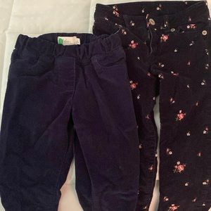 Lot of 2 corduroy pants for toddler girl, size 4, Mini Boden and GAP